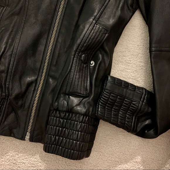 Mackage x Aritzia Black Leather Jacket with Hood - Picture 5 of 7